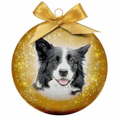 Plastic 1x kunststof dieren kerstballen met border collie hond 8 cm