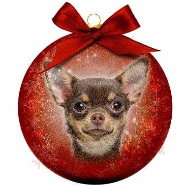 Plastic 1x rode kunststof dieren kerstballen met chihuahua hond 8 cm