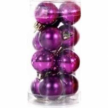 Plastic paarse kerstballen 12 stuks 3 cm
