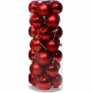 Plastic rode kerstballen 28 stuks 6 cm