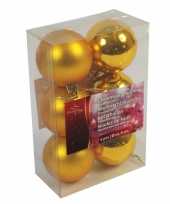 Gouden kerstballen kerstversiering van plastic 12 stuks van 6 cm