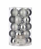 Plastic 25x kunststof kerstballen zilver 8 cm