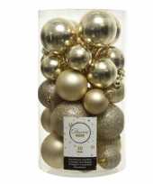 Plastic 30x champagne beige kerstballen 4 5 6 cm kunststof mat glans glitter