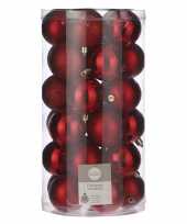 Plastic 30x kunststof kerstballen rood 6 cm