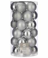 Plastic 30x kunststof kerstballen zilver 6 cm