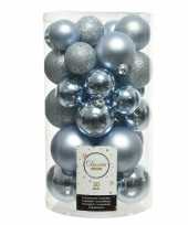 Plastic 30x lichtblauwe kerstballen 4 5 6 cm kunststof mat glans glitter
