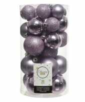 Plastic 30x lila paarse kerstballen 4 5 6 cm kunststof mat glans glitter