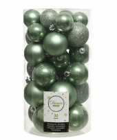 Plastic 30x salie groene kerstballen 4 5 6 cm kunststof mat glans glitter