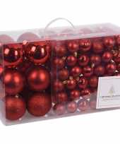 Plastic 94 delige kerstboomversiering kunststof kerstballen set rood
