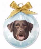Plastic huisdieren kerstballen hondjes labrador chocolate