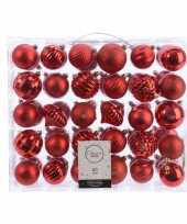 Plastic kerstversiering kerstballen set rood 60 delig kunststof