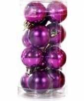 Plastic paarse kerstballen 12 stuks 3 cm