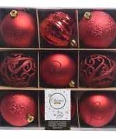 Plastic rode kerstversiering kerstballen set van kunststof 9 stuks