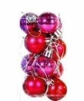 Plastic roze kerstballen 12 stuks 3 cm